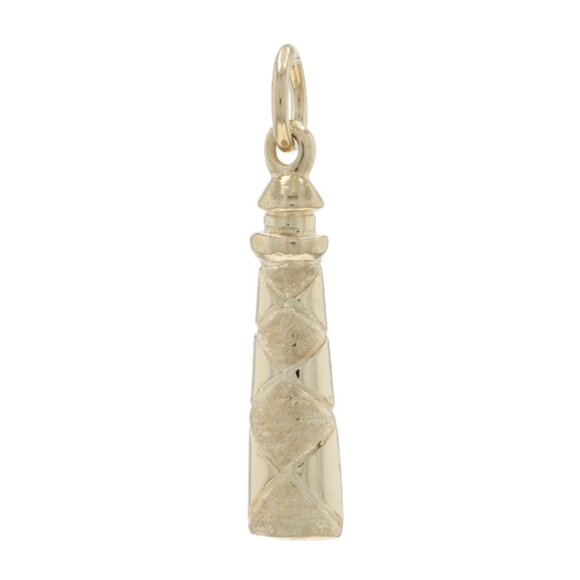 Yellow Gold Cape Lookout Charm 14k Lighthouse - Picture 1 of 4